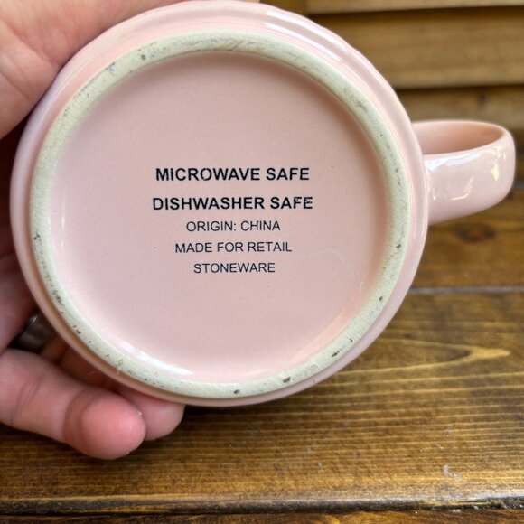 Pink Ribbed Stoneware Mug – Modern Matte Ceramic – Microwave Safe - Picture 4 of 4